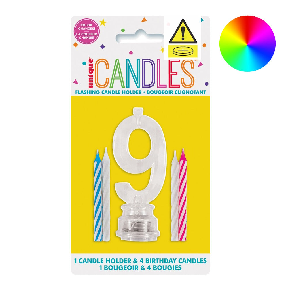 Flashing Multicolor Number 9 Cake Topper - 8" High, Battery Included, 3 Light Modes For 9th Birthday - View #4