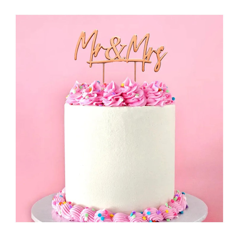 Rose Gold Metal Cake Topper - Mr & Mrs