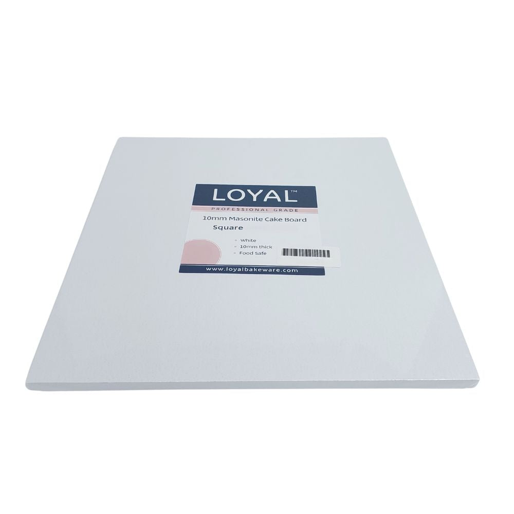 LOYAL White 10mm Masonite Square Cake Board 14in