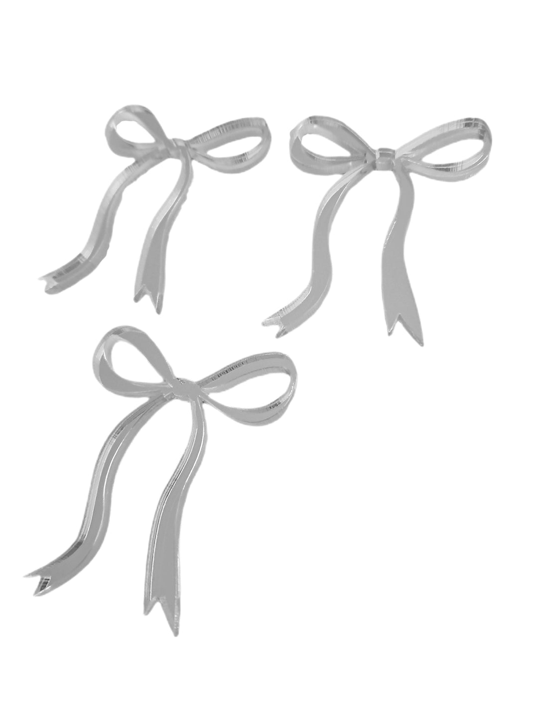Acrylic Bows Cake Topper 3pk - Silver