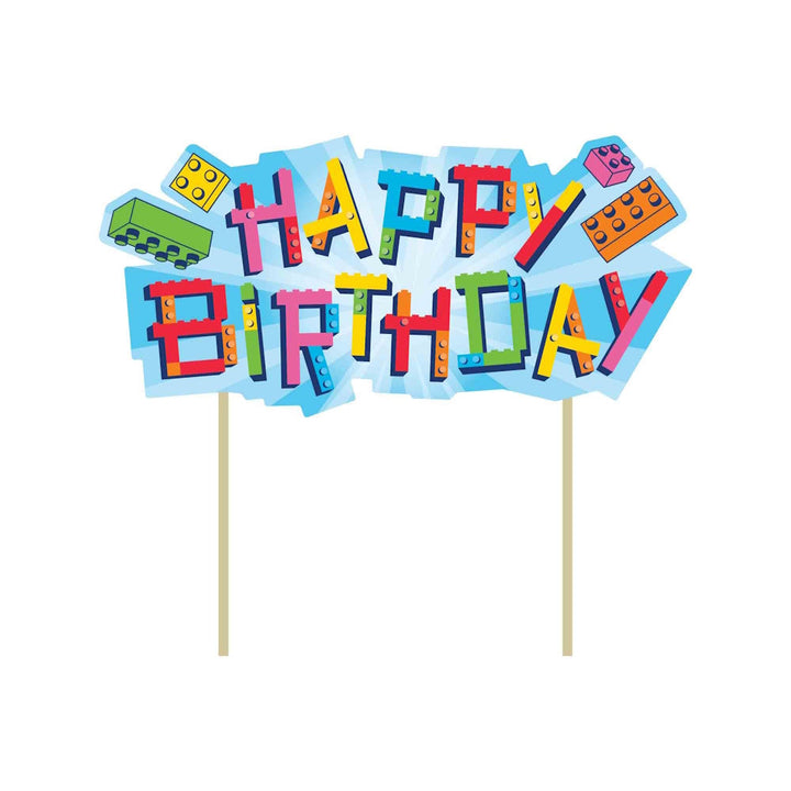 Block Bash Happy Birthday Cake Topper