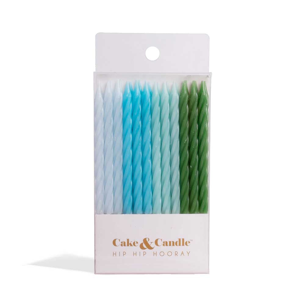 Blue to Green Spiral Candles 24pk