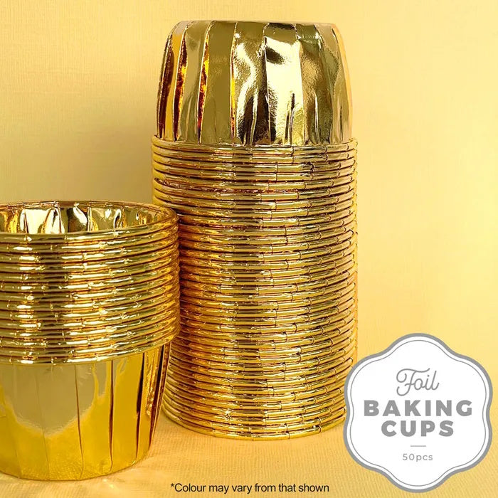 Cake Craft Foil Round Baking Cups 50pk - Gold