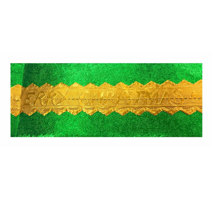 Christmas Cake Frill - Green with Gold Merry Christmas Centre