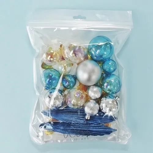 Deco Ball, Fan & Butterfly Topper Set - Clear, Blue & Silver