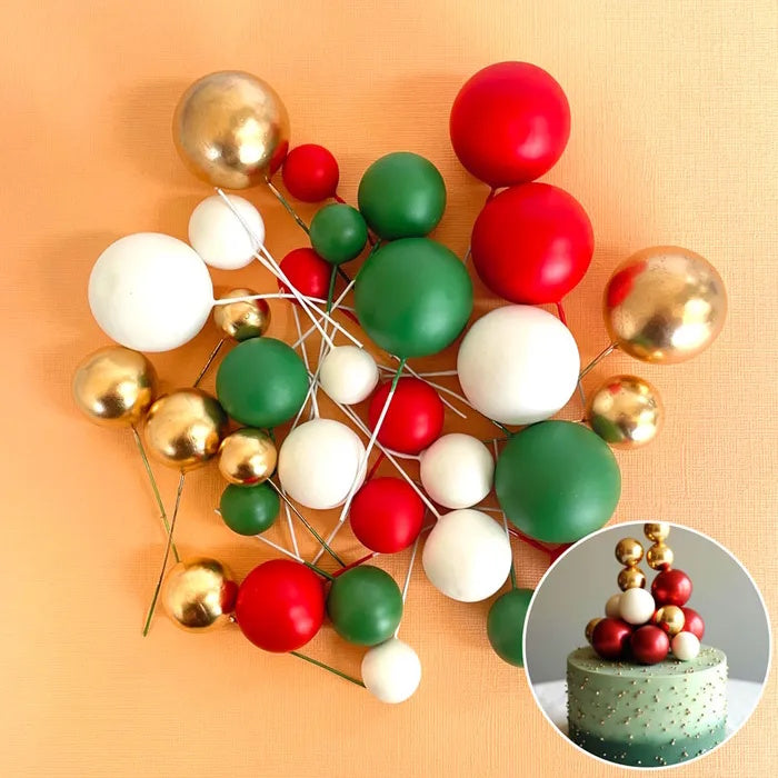 Deco Foam Ball Toppers 32pk - Christmas