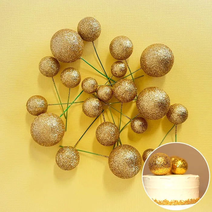 Deco Foam Ball Toppers 20pk - Glitter Gold