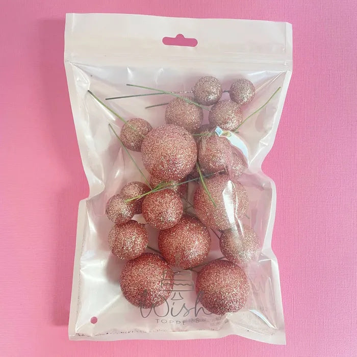 Deco Foam Ball Toppers 20pk - Glitter Rose Gold
