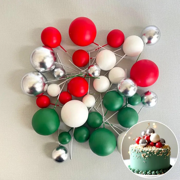 Deco Foam Ball Toppers 32pk - Christmas Silver