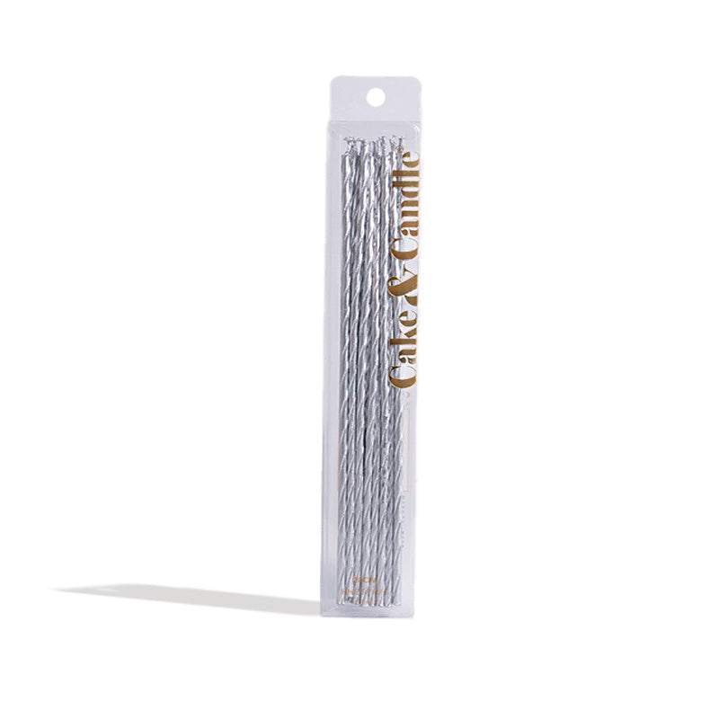 Fine Spiral Cake Candles 16pk - Silver