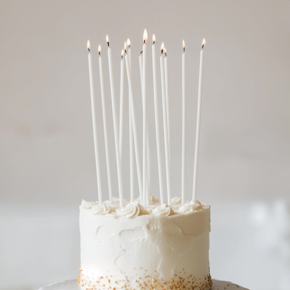 Fine Spiral Cake Candles 16pk - White