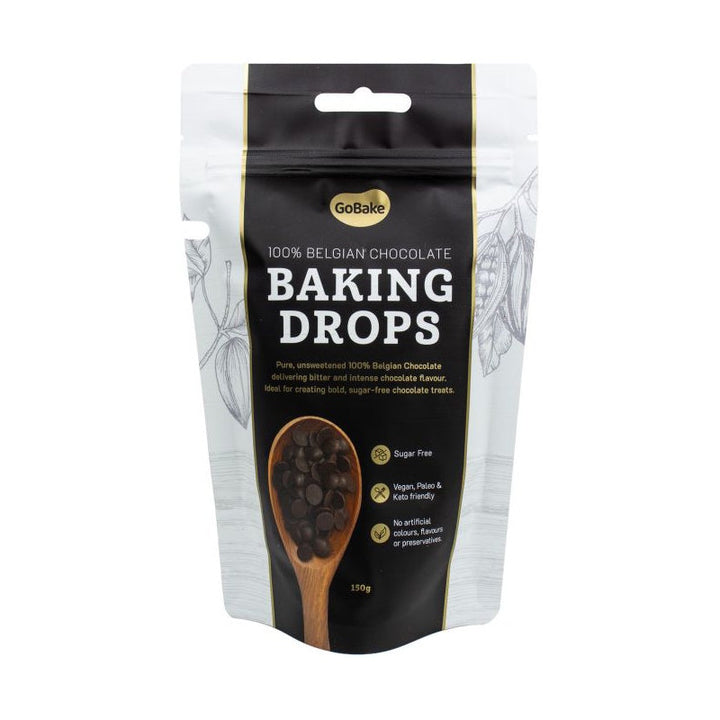 GoBake Premium 100% Belgian Dark Chocolate Baking Drops 150g