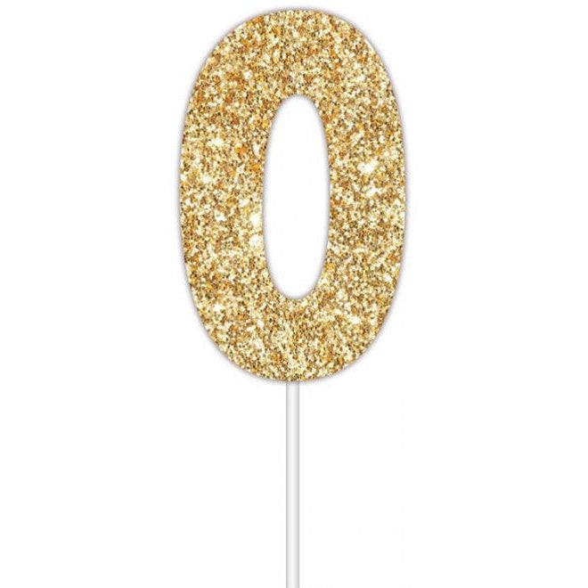 Gold Glitter Cake Topper - No 0