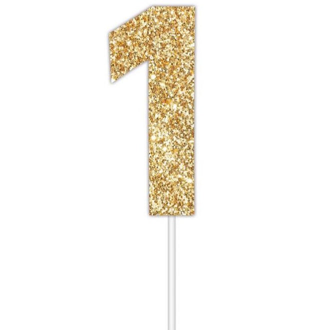 Gold Glitter Cake Topper - No 1