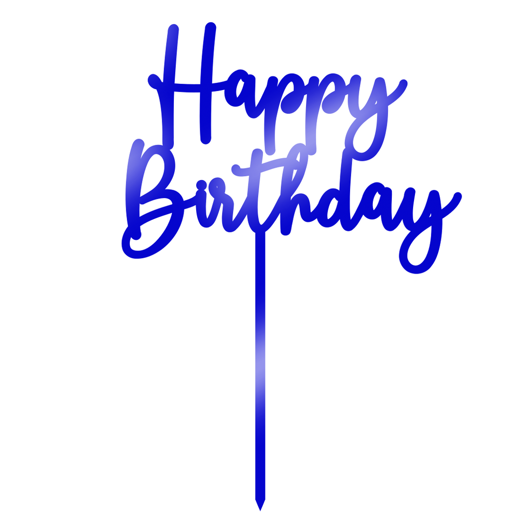 Happy Birthday Cake Topper - Blue