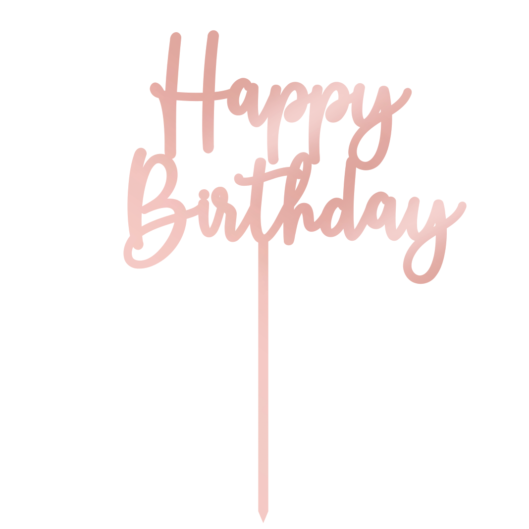 Happy Birthday Cake Topper - Rose Gold