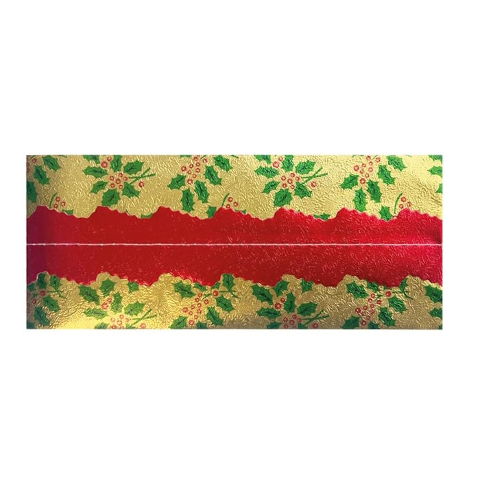 Christmas Cake Frill - Holly Print Gold with Red Centre
