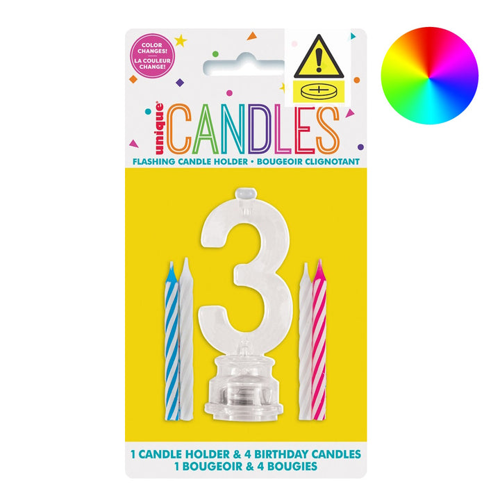 LED Flashing Number Candle - 3