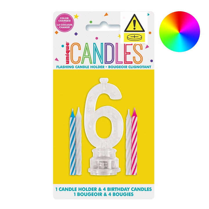 LED Flashing Number Candle - 6