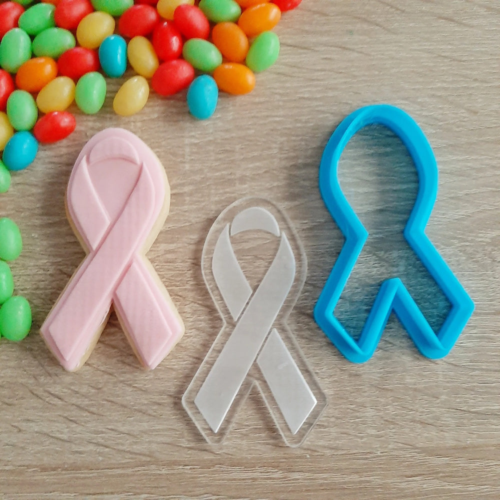 Little Monkey Pink Ribbon Acrylic Debosser & Cookie Cutter