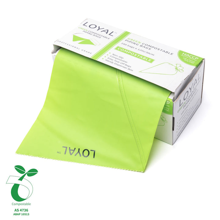 LOYAL Compostable Piping Bags Green 100pk - 12in