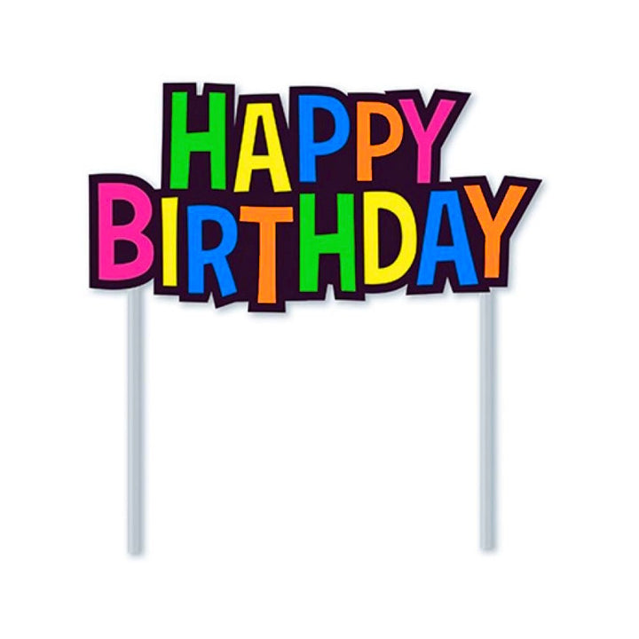 Neon Happy Birthday Cake Topper