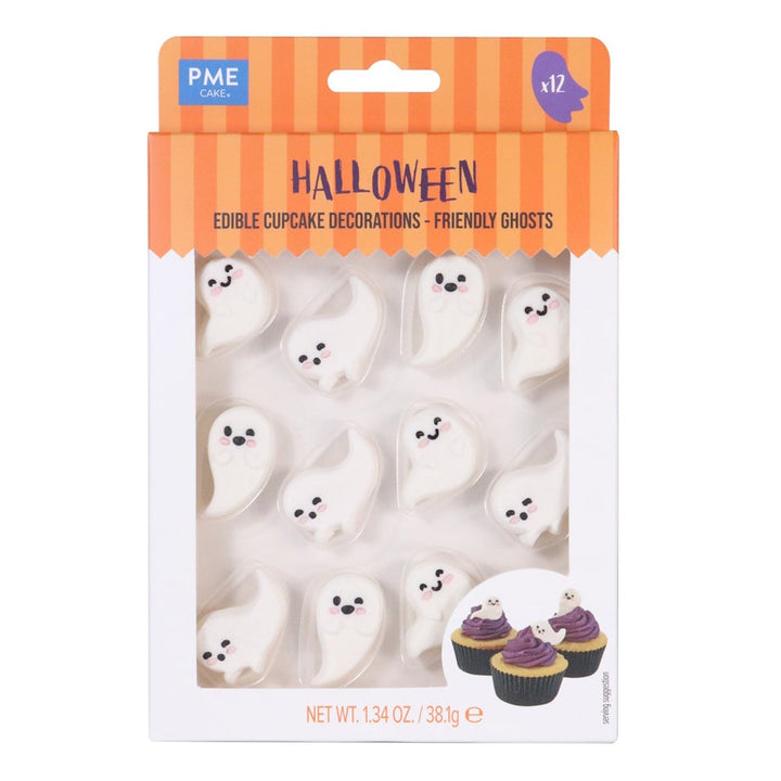 PME Edible Sugar Decorations - Friendly Ghosts 12pk