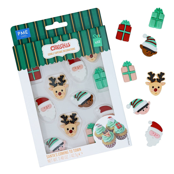 PME Edible Sugar Decorations - Santa's Coming to Town 12pk