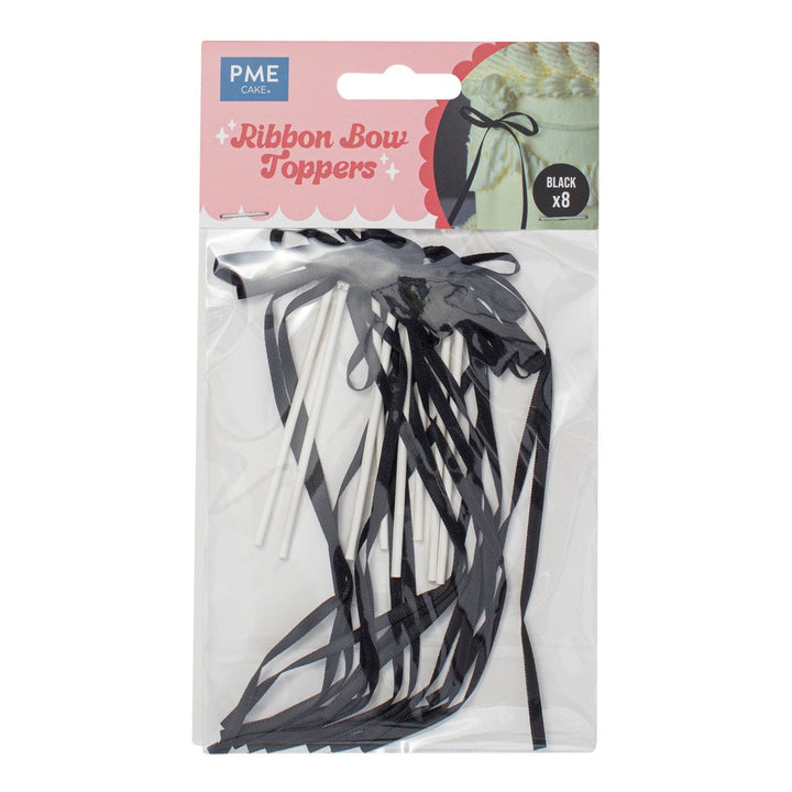 PME Ribbon Bow Cake Toppers 8pk - Black