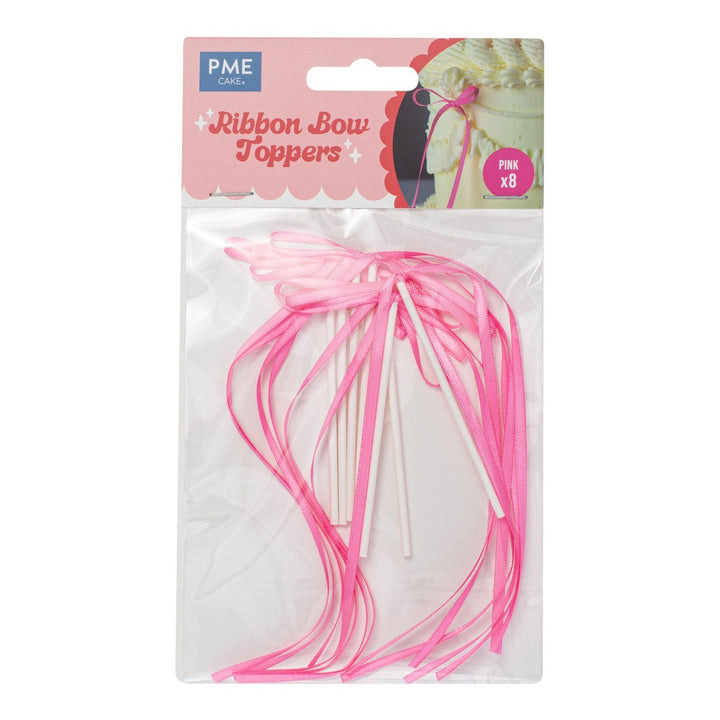 PME Ribbon Bow Cake Toppers 8pk - Pink