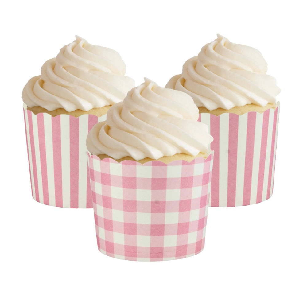 Pink Gingham & Striped Baking Cups 12pk