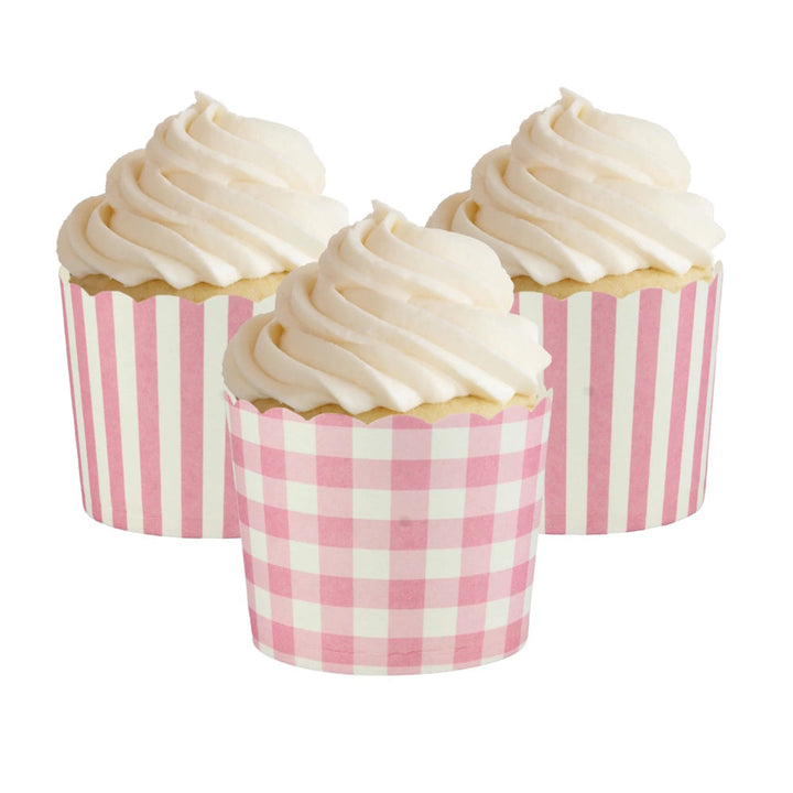 Pink Gingham & Striped Baking Cups 12pk