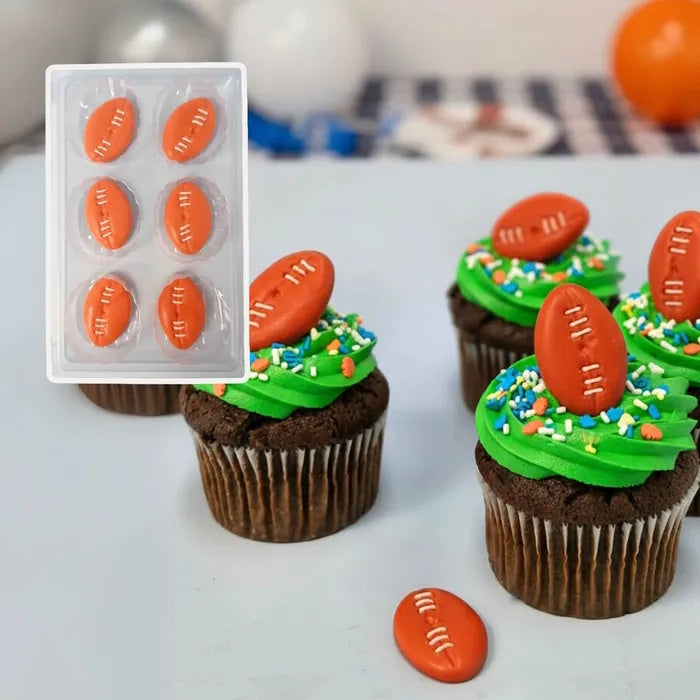 Rugby Ball Icing Decorations 6pk
