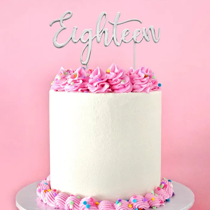 Silver Metal Cake Topper - Eighteen