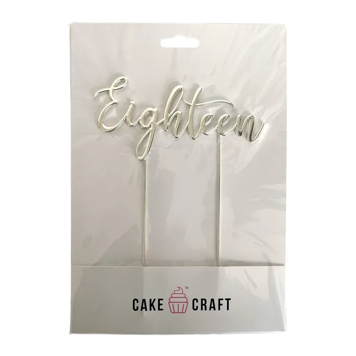 Silver Metal Cake Topper - Eighteen