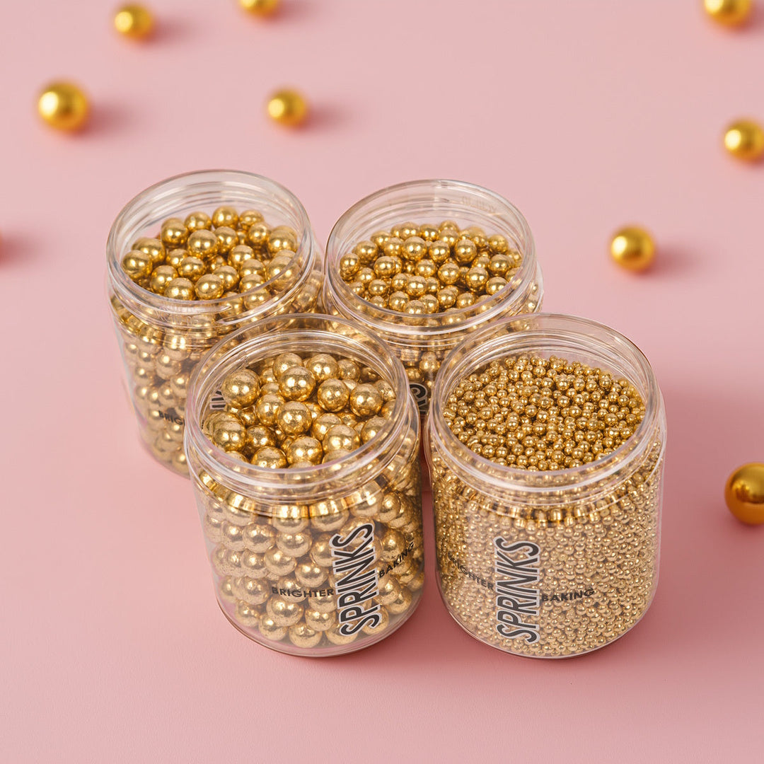 Sprinks Crunchy Shiny Gold Sprinkles (Cachous) 2mm