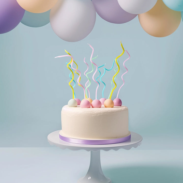 Swirly Cake Candles - Pastel Rainbow