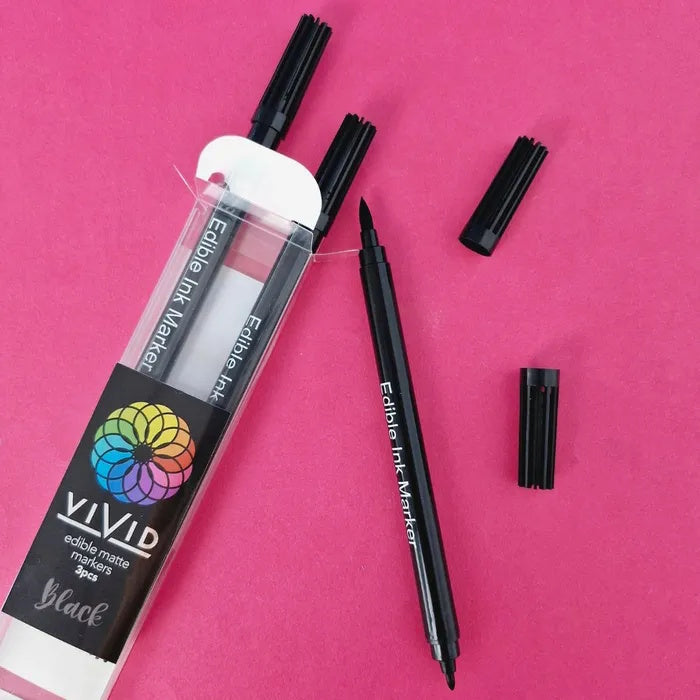 Vivid Edible Marker Pens 3pk - Black