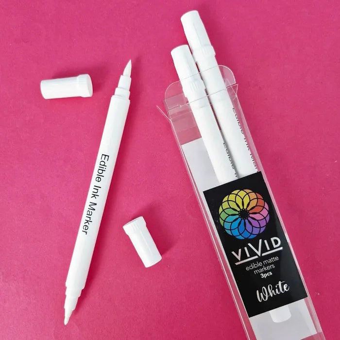 Vivid Edible Marker Pens 3pk - White