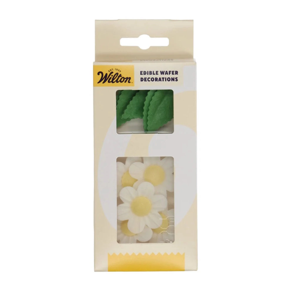 Wilton Edible Wafer Decorations - White Flowers & Leaves