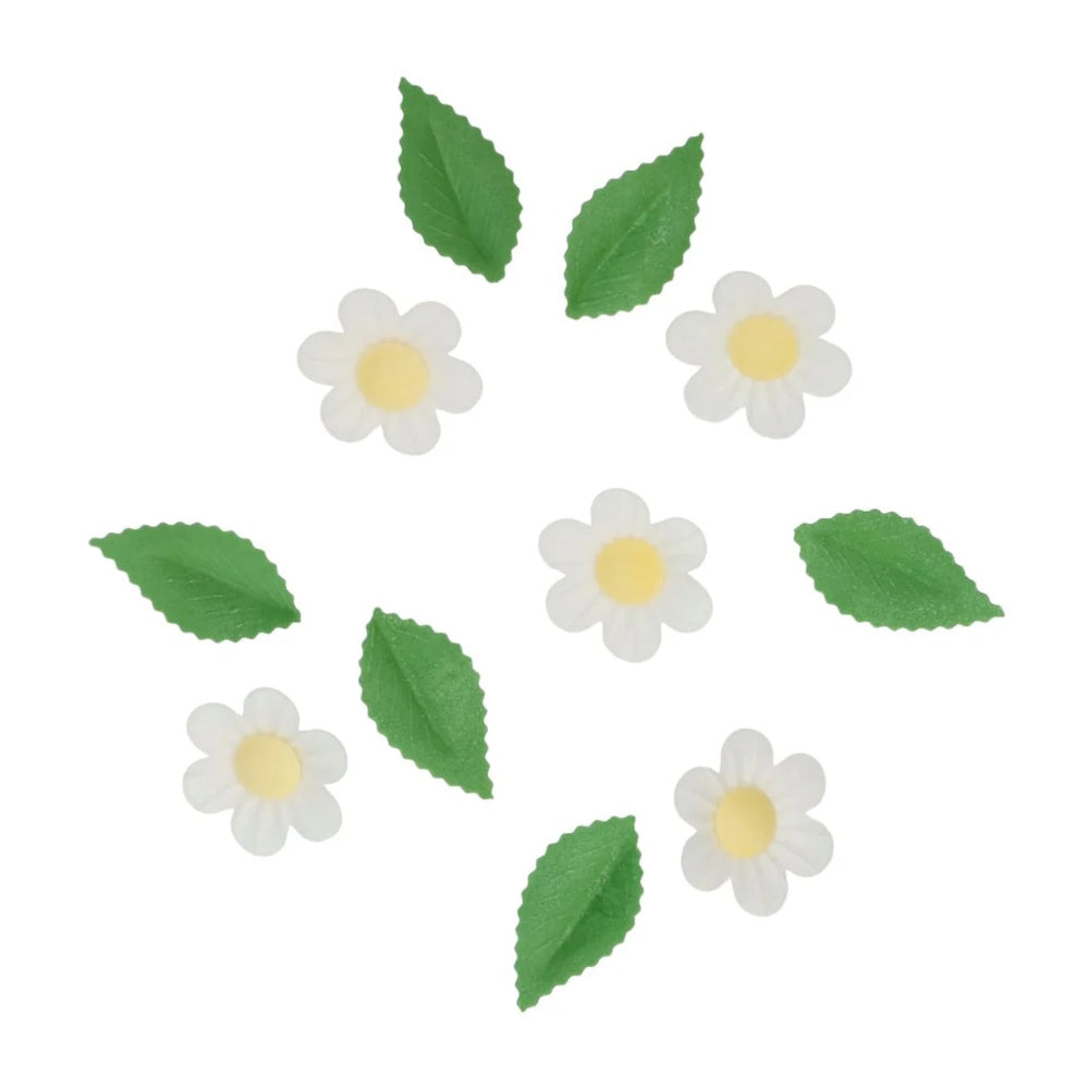 Wilton Edible Wafer Decorations - White Flowers & Leaves