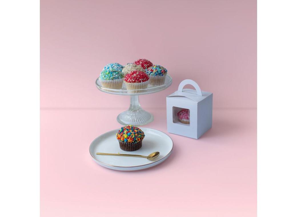 Cupcake Box with Carry Handle 1-Hole 2pk