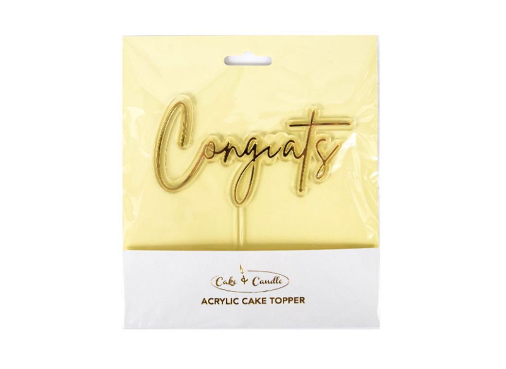 Congrats Layered Cake Topper - Gold/Clear