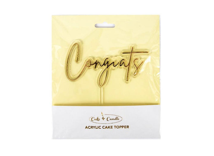 Congrats Layered Cake Topper - Gold/Clear