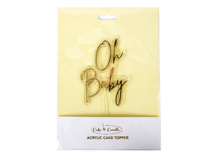 Oh Baby Layered Cake Topper - Gold/Clear