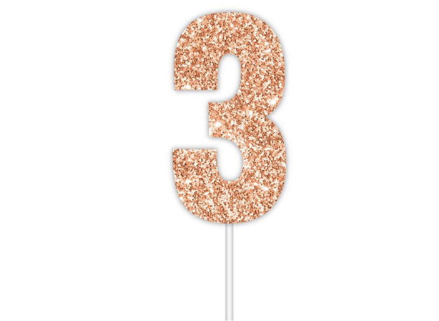 Rose Gold Glitter Cake Topper - No 3 – Cake & Kitchen