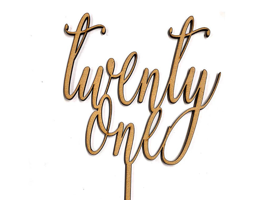 Twenty One Script Cake Topper - Wooden – Cake & Kitchen